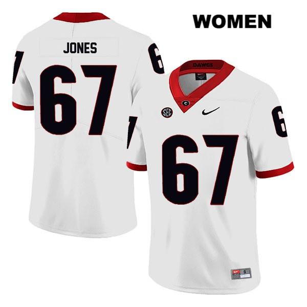 Georgia Bulldogs Women's Caleb Jones #67 NCAA Legend Authentic White Nike Stitched College Football Jersey PCS3656OU
